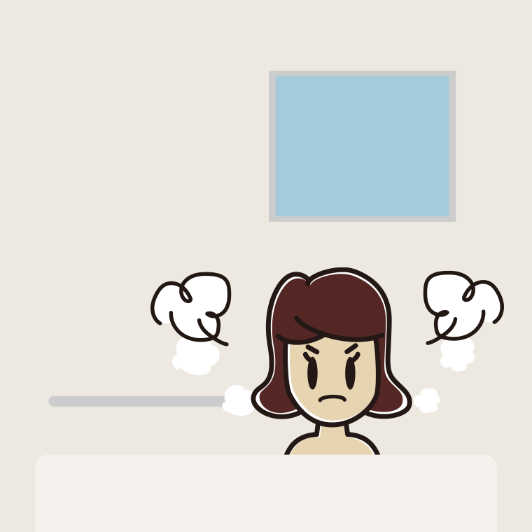 お風呂で怒る女子高校生のイラスト【色、背景あり】PNG