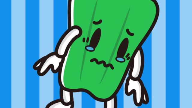 泣くピーマンちゃんのイラスト【色、背景あり】PNG