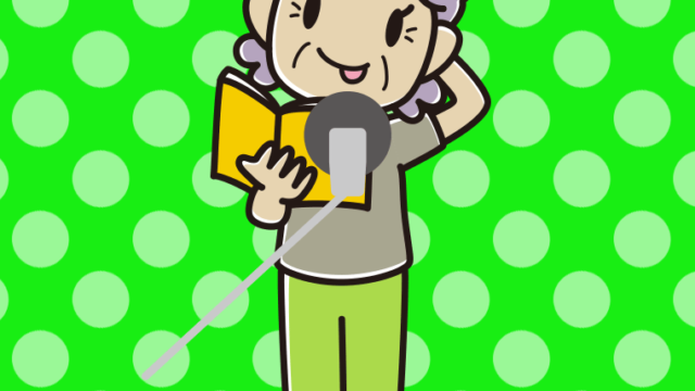 テヘヘなベテラン女性声優のイラスト【色、背景あり】PNG