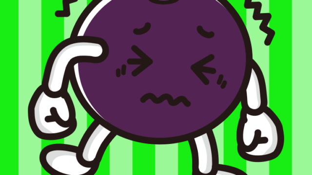 ブルブル震えるアサイーちゃんのイラスト【色、背景あり】PNG