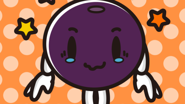 ジーンとするアサイーちゃんのイラスト【色、背景あり】PNG