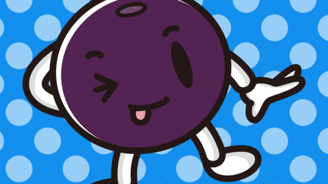 テヘヘなアサイーちゃんのイラスト【色、背景あり】PNG