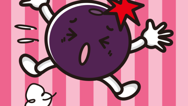 ぶつかるアサイーちゃんのイラスト【色、背景あり】PNG