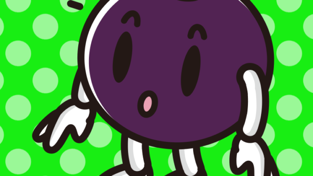 何かに気付くアサイーちゃんのイラスト【色、背景あり】PNG