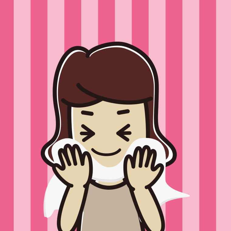 タオルで顔を拭く女子高校生のイラスト【色、背景あり】PNG
