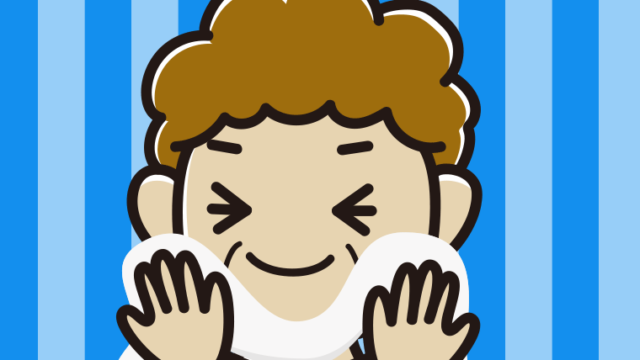 タオルで顔を拭くおばさんのイラスト【色、背景あり】PNG