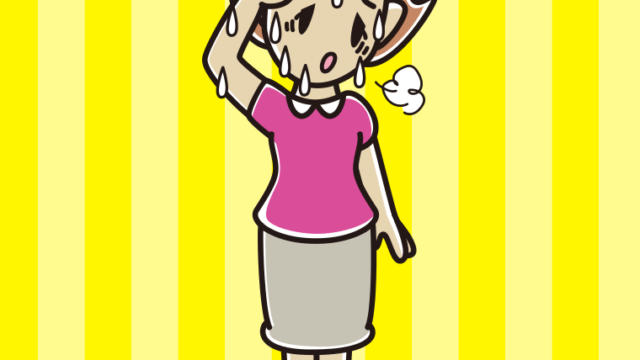 汗をかく女性のイラスト【色、背景あり】PNG