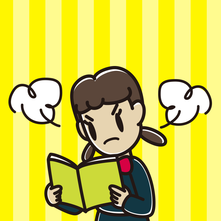 本を読んで怒る女子中学生のイラスト【色、背景あり】PNG