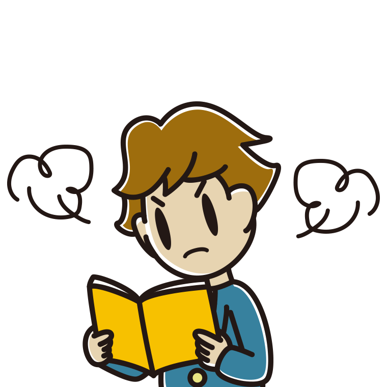 本を読んで怒る男子高校生のイラスト【色あり、背景なし】透過PNG