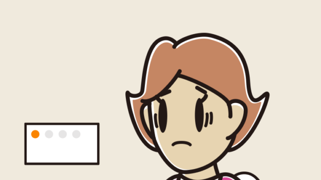 トイレで困る女性のイラスト【色、背景あり】PNG