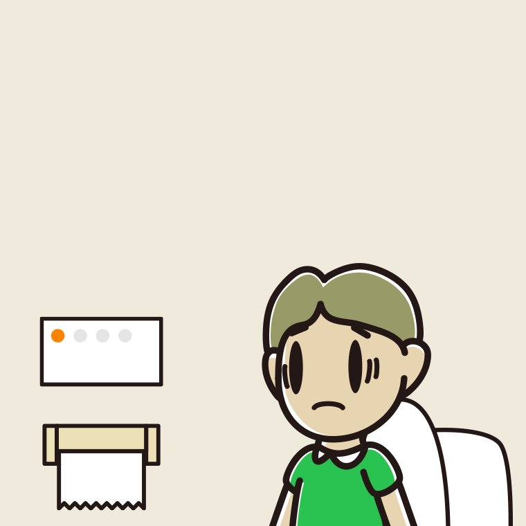 トイレで困る小学生男子のイラスト【色、背景あり】PNG
