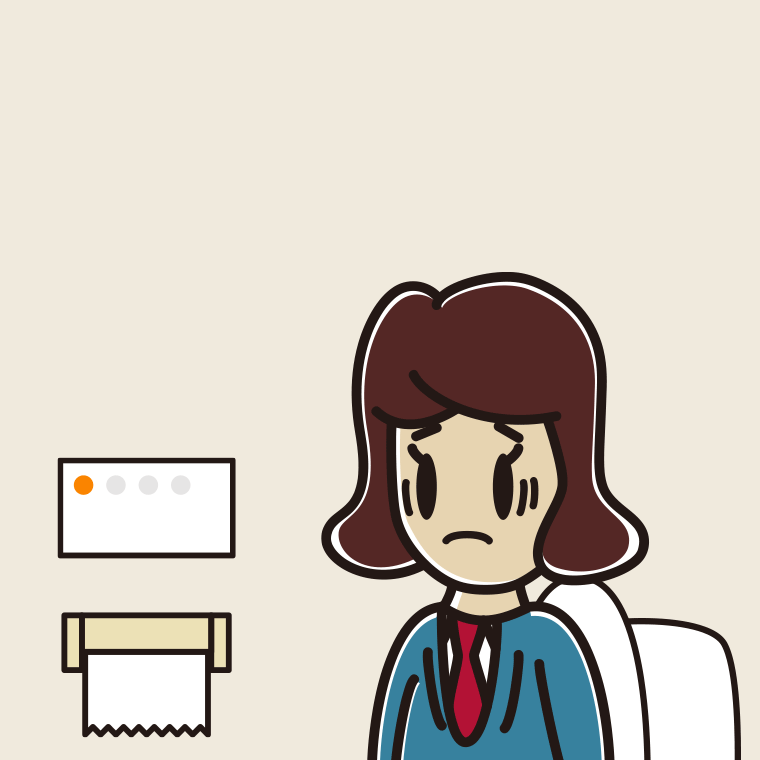 トイレで困る女子高校生のイラスト【色、背景あり】PNG