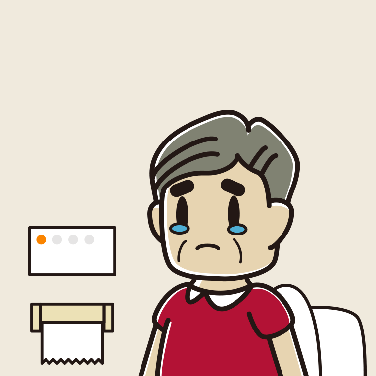 トイレで泣くおじさんのイラスト【色、背景あり】PNG