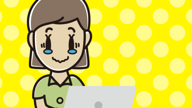 パソコン使用中にジーンとする女性会社員（クールビズ）のイラスト【色、背景あり】PNG