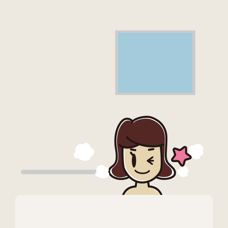 お風呂でウインクする女子高校生のイラスト【色、背景あり】PNG