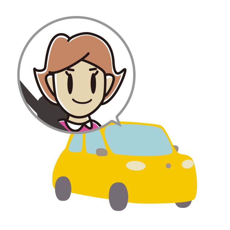 車に乗る女性のイラスト【色あり、背景なし】透過PNG