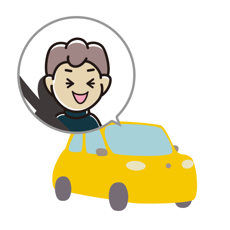 車で笑う男子中学生のイラスト【色あり、背景なし】透過PNG