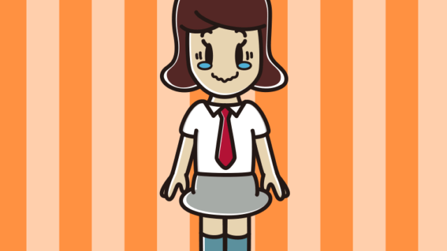 ジーンとする女子高校生（夏服）のイラスト【色、背景あり】PNG