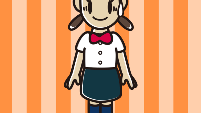 苦笑いする女子中学生（夏服）のイラスト【色、背景あり】PNG