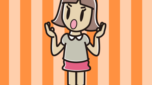 考えながら話す小学生女子のイラスト【色、背景あり】PNG