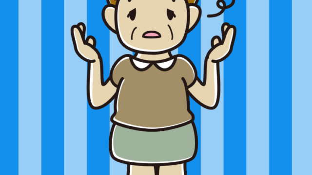 ぼーっとしながら話すおばさんのイラスト【色、背景あり】PNG