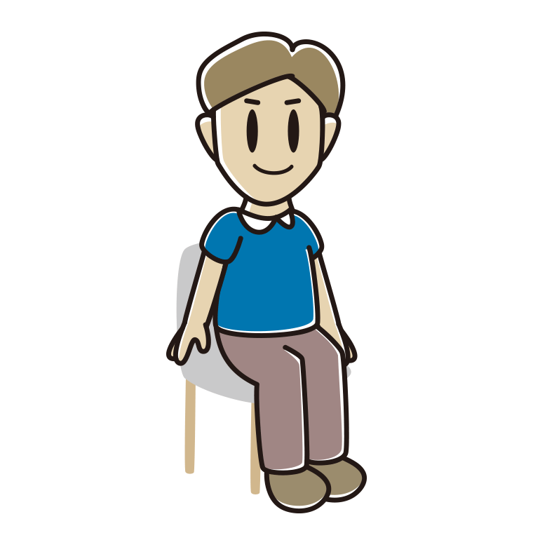 椅子に座る男性のイラスト【色あり、背景なし】透過PNG