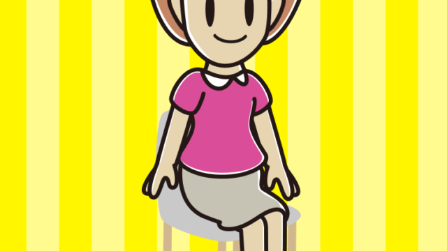 椅子に座る女性のイラスト【色、背景あり】PNG