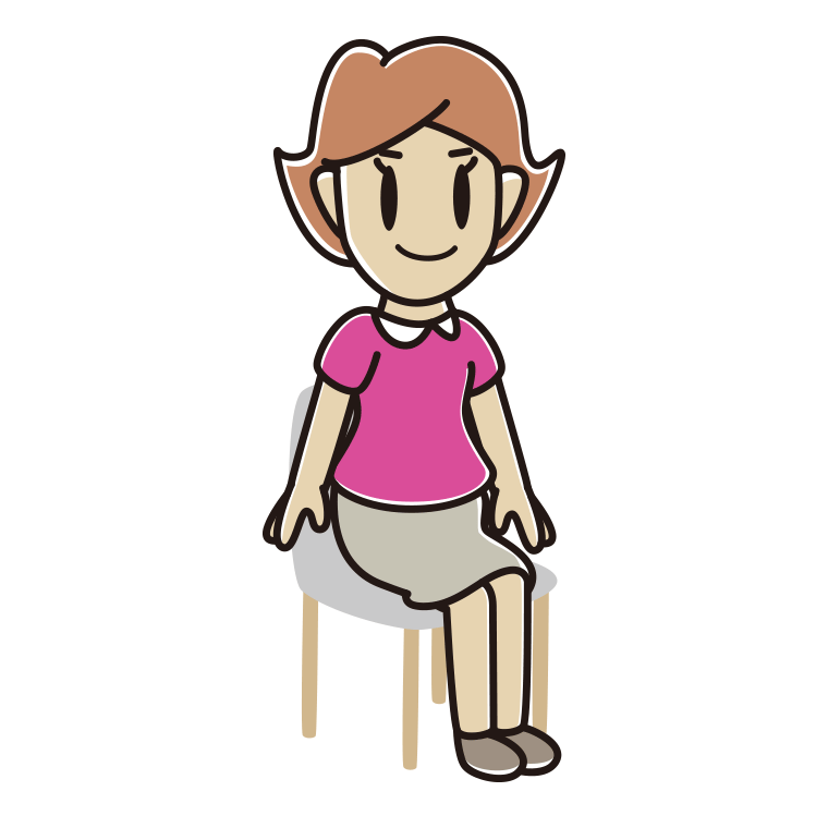 椅子に座る女性のイラスト【色あり、背景なし】透過PNG