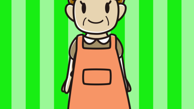 エプロン姿のおばさんのイラスト【色、背景あり】PNG