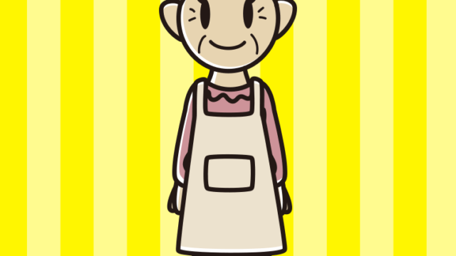 エプロン姿のおばあさんのイラスト【色、背景あり】PNG