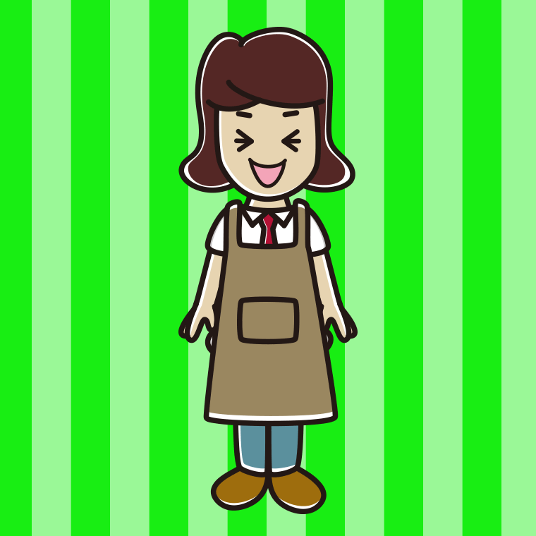 笑うエプロン姿の女子高校生のイラスト【色、背景あり】PNG