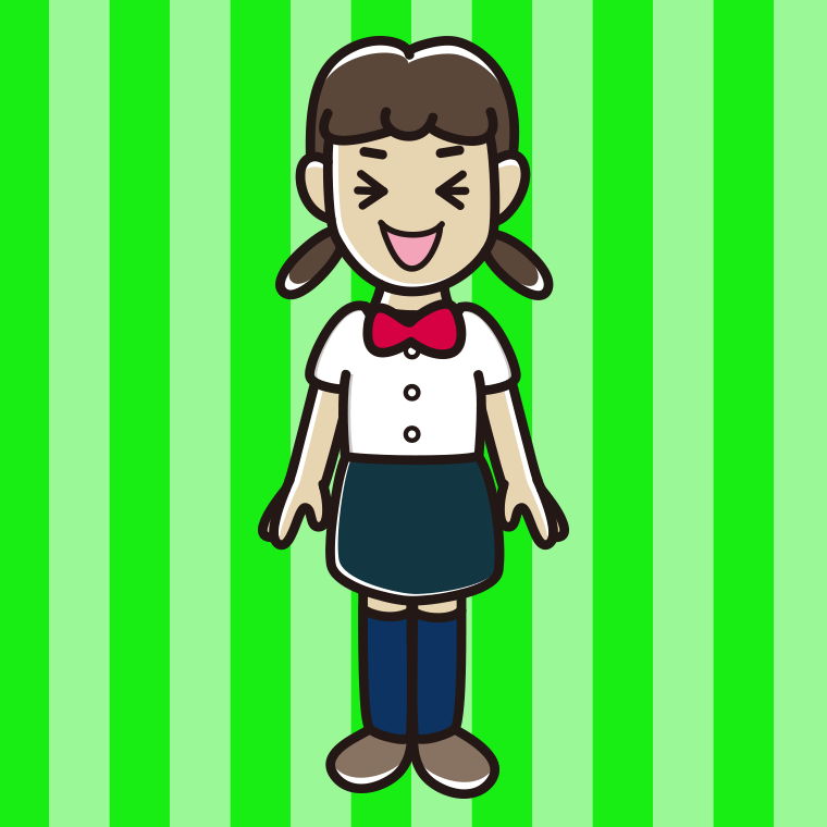 笑う女子中学生（夏服）のイラスト【色、背景あり】PNG