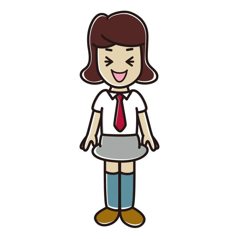 笑う女子高校生（夏服）のイラスト【色あり、背景なし】透過PNG