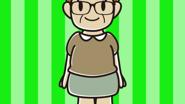 眼鏡をかけたおばさんのイラスト【色、背景あり】PNG