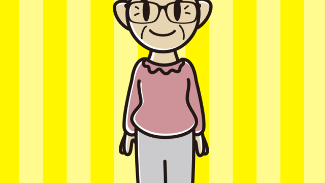 眼鏡をかけたおばあさんのイラスト【色、背景あり】PNG