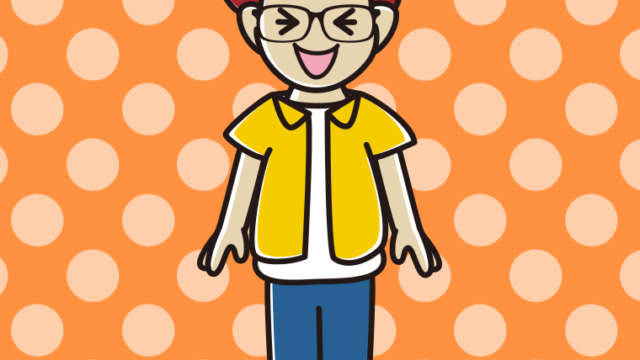 笑う眼鏡の男子大学生のイラスト【色、背景あり】PNG