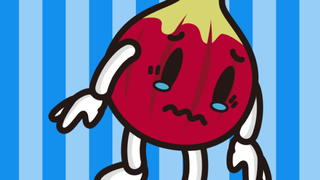 泣くいちじくちゃんのイラスト【色、背景あり】PNG