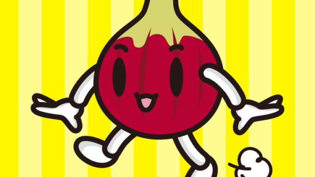 歩くいちじくちゃんのイラスト【色、背景あり】PNG