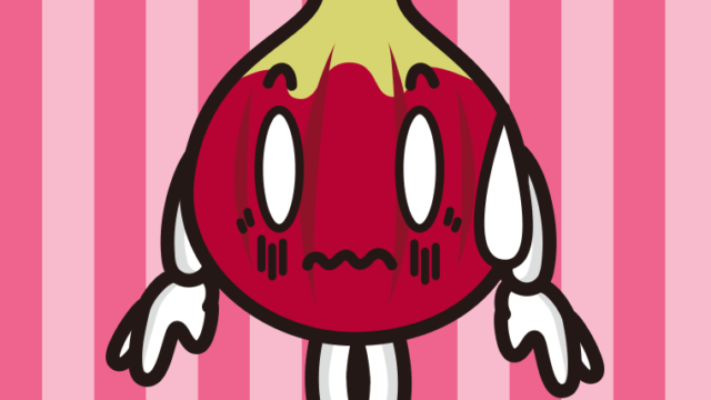 ショックを受けるいちじくちゃんのイラスト【色、背景あり】PNG