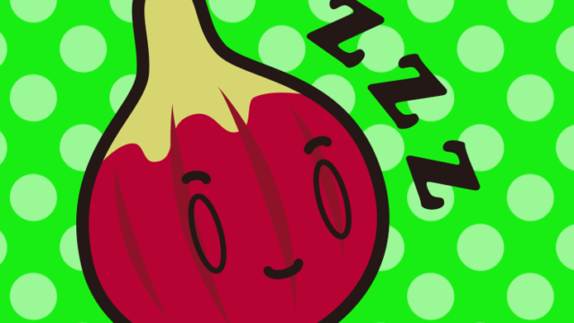 眠るいちじくちゃんのイラスト【色、背景あり】PNG