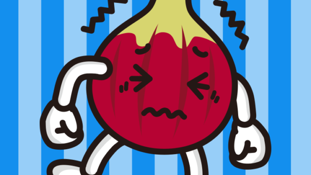 ブルブル震えるいちじくちゃんのイラスト【色、背景あり】PNG