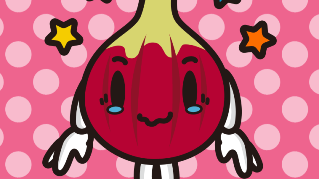 ジーンとするいちじくちゃんのイラスト【色、背景あり】PNG