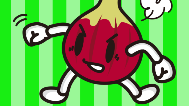 パンチするいちじくちゃんのイラスト【色、背景あり】PNG