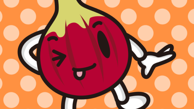 テヘヘないちじくちゃんのイラスト【色、背景あり】PNG