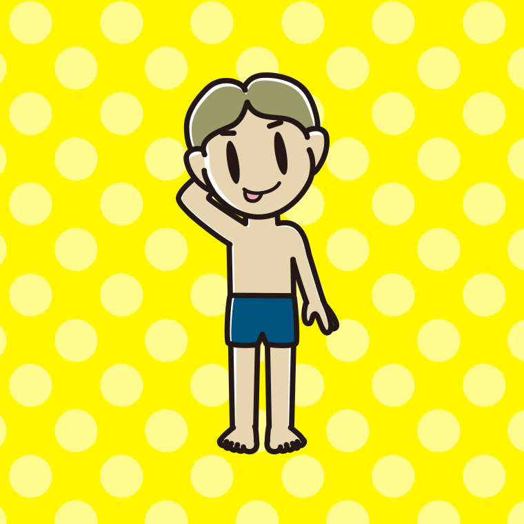 テヘヘなスクール水着の小学生男子のイラスト【色、背景あり】PNG