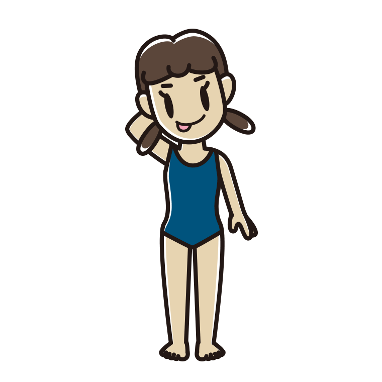 テヘヘなスクール水着の女子中学生のイラスト【色あり、背景なし】透過PNG