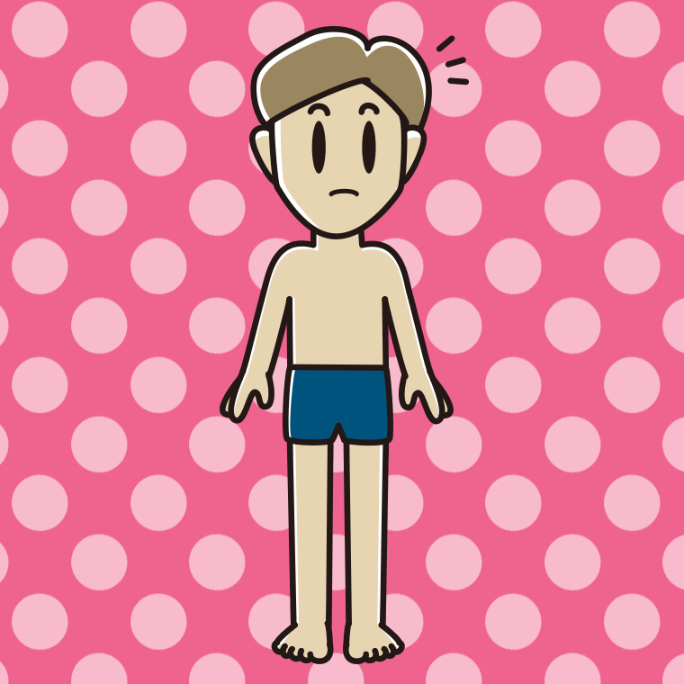 何かに気付くスクール水着の男性のイラスト【色、背景あり】PNG