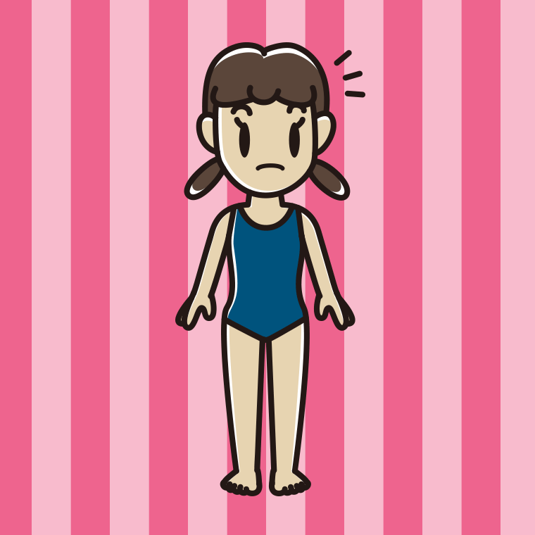 何かに気付くスクール水着の女子中学生のイラスト【色、背景あり】PNG