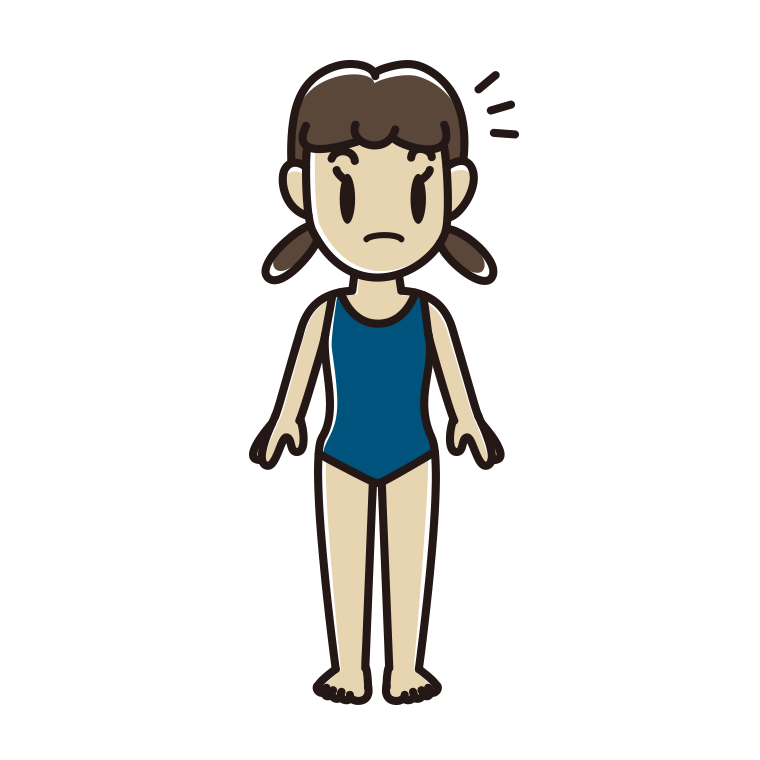何かに気付くスクール水着の女子中学生のイラスト【色あり、背景なし】透過PNG