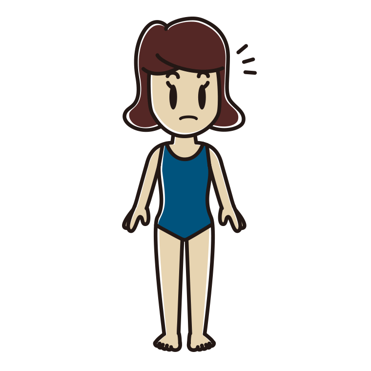 何かに気付くスクール水着の女子高校生のイラスト【色あり、背景なし】透過PNG